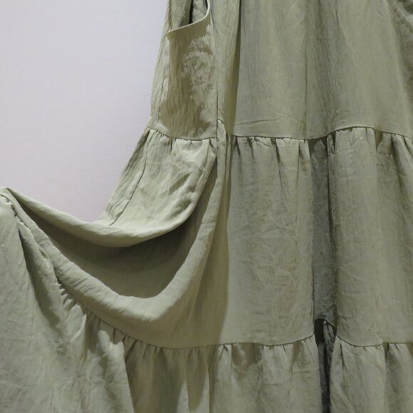 ODDI LOS ANGELES Everlee Apron Pinafore Tiered Maxi Dress in Sage Green 2XL NWT - Picture 8 of 15